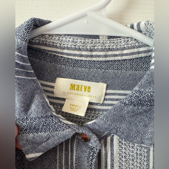 Maeve Blue‎ Striped Shirt Size Small - Picture 4 of 7